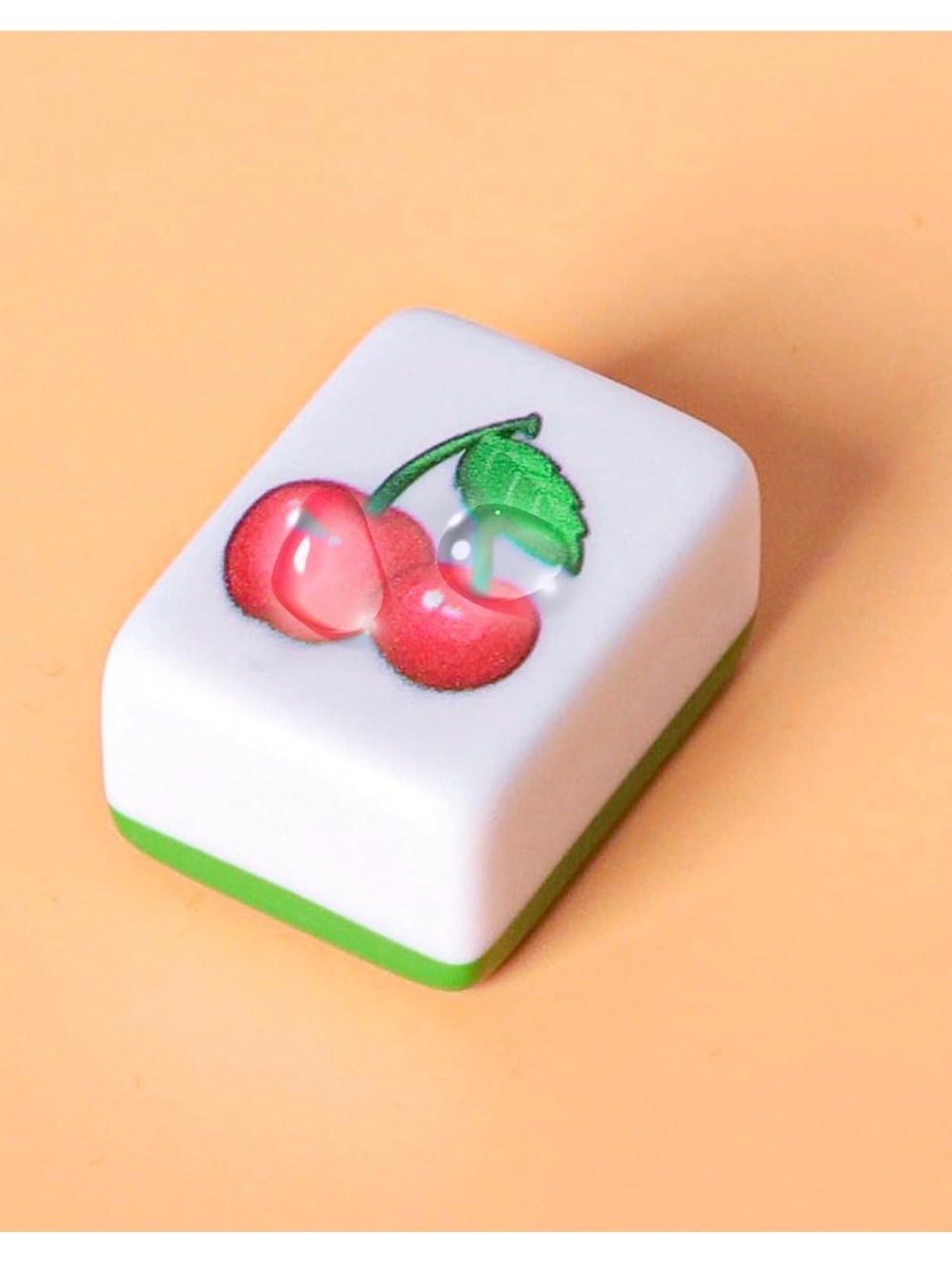 GRACIAS 4 Players Mahjong Block Set, 128 Green Tiles(1.18”) with Animal and Food - Picture 4 of 9